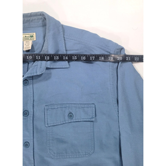 VTG 90's LL Bean Blue Chamois Thick Flannel Work Shirt Size XLT Tall Button-Up - Picture 3 of 9